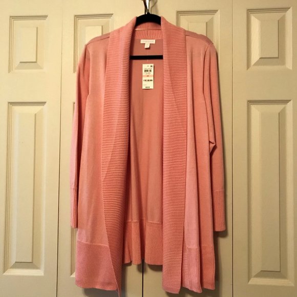 NEW Charter Club Plus Coral Open Cardigan Sweater - Picture 4 of 6